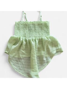 Green Forever 21 babydoll bandana hem sheer tank top